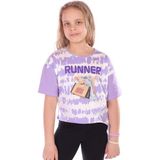 Toontoy Kız Çocuk Runner Baskılı Batikli Tişört - 8 - 9 Yaş - Lila