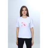 Toontoy Kız Çocuk Sakura Çiçek Baskılı Tişört - Beyaz - 12 - 13 Yaş