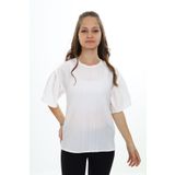 Toontoy Kız Çocuk Salaş Okul Tişört Beyaz 6-7 YAŞ