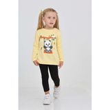 Toontoy Kız Çocuk Sallanan Panda Baskılı Sweatshirt - Açık Sarı - 1 Yaş