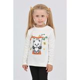 Toontoy Kız Çocuk Sallanan Panda Baskılı Sweatshirt - Ekru - 2 Yaş