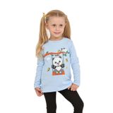 Toontoy Kız Çocuk Sallanan Panda Baskılı Sweatshirt Mavi