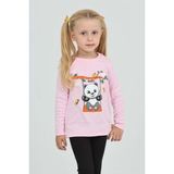 Toontoy Kız Çocuk Sallanan Panda Baskılı Sweatshirt - Pembe - 4 Yaş