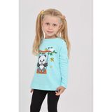 Toontoy Kız Çocuk Sallanan Panda Baskılı Sweatshirt - Turkuaz - 2 Yaş