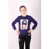 Toontoy Kız Çocuk Şapkası 3D Baskılı Sweatshirt - 10 Yaş - Lacivert