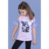 Toontoy Kız Çocuk Şapkası Garnili Köpek Baskılı T-Shirt - 6 Yaş - Açık Pembe