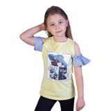 TOONTOY Kız Çocuk Şapkası Garnili Köpek Baskılı Tişört 7 Yaş, 7 Yaş, 10982-, Sarı, Kız Çocuklar