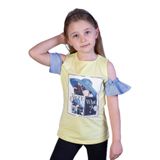 TOONTOY Kız Çocuk Şapkası Garnili Köpek Baskılı Tişört 8 Yaş, 8 Yaş, 10982-, Sarı, Kız çocuk