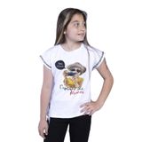 Toontoy Kız Çocuk Şerit Detaylı Baskılı Tişört - 14 Yaş - Beyaz