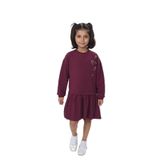 Toontoy Kız Çocuk Şeritli Kalp Nakışlı Elbise - 3 Yaş - Mor