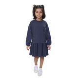 TOONTOY Kız Çocuk Şeritli Kalp Nakışlı Elbise, 4 Yaş, 24941, Füme, Kız Çocuklar