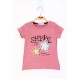 Toontoy Kız Çocuk Shıne Baskılı Tişört Gül Kurusu 6 YAŞ