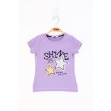 Toontoy Kız Çocuk Shıne Baskılı Tişört Lila 5 YAŞ