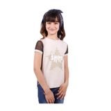 TOONTOY Kız Çocuk Shine Yıldız Baskılı Kol Kısmı Fileli Tişört Kahve Melanj, 6 Yaş, 10870-1, Kahve Melanj, Kız çocuk