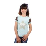 TOONTOY Kız Çocuk Shine Yıldız Baskılı Kol Kısmı Fileli Tişört Mint Yeşili 6 Yaş, 6 Yaş, 10870-1, Mint Yeşili, Kız çocuk