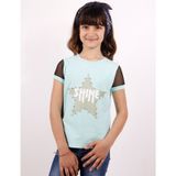 Toontoy Kız Çocuk Shine Yıldız Baskılı Kol Kısmı Fileli Tişört