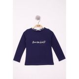 Toontoy Kız Çocuk Show Me Love Nakışlı T-Shirt - 1 Yaş - Lacivert