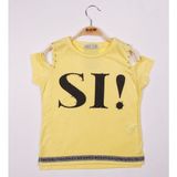 Toontoy Kız Çocuk Sı Baskılı Şeritli T-Shirt - 14 Yaş - Sarı