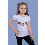 Toontoy Kız Çocuk Simli Kalp Desenli T-Shirt - 1 Yaş - Gri Melanj