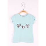 Toontoy Kız Çocuk Simli Kalp Desenli T-shirt