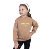 Toontoy Kız Çocuk Sırtı Baskılı Sweatshirt Kahverengi 6 YAŞ