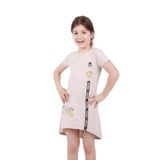 Toontoy Kız Çocuk So Chıc Baskılı Elbise Kahve Melanj 7 YAŞ