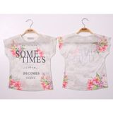 Toontoy Kız Çocuk Sometimes Baskılı T-Shirt - 7 Yaş - Vizon