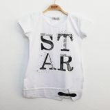 Toontoy Kız Çocuk Star Baskı T-Shirt Beyaz 8 Yaş K-269