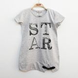 Toontoy Kız Çocuk Star Baskı T-Shirt Gri Melanj 14 Yaş K-272