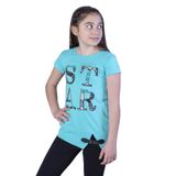 Toontoy Kız Çocuk Star Baskılı Kemer Detaylı Tişört Mint Yeşili 12 YAŞ
