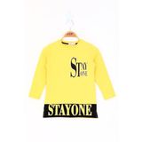 Toontoy Kız Çocuk Stay One Baskılı Tişört - 10 Yaş - Sarı