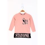 Toontoy Kız Çocuk Stay One Baskılı Tişört - 10 Yaş - Somon
