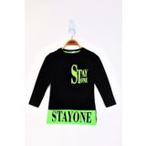 Toontoy Kız Çocuk Stay One Baskılı Tişört - 6 Yaş - Siyah