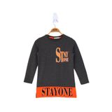 Toontoy Kız Çocuk Stay One Baskılı Tişört - 8 Yaş - Antrasit Melanj