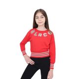 Toontoy Kız Çocuk Sweatshirt Black Varak Baskılı Kırmızı 14 YAŞ