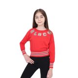 Toontoy Kız Çocuk Sweatshirt Black Varak Baskılı Kırmızı 8 YAŞ