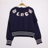 Toontoy Kız Çocuk Sweatshirt Black Varak Baskılı - Lacivert - 10 Yaş - 140Cm Boy