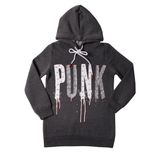 Toontoy Kız Çocuk Sweatshirt Kapşonlu Punk Baskılı - 8 Yaş - Antrasit Melanj