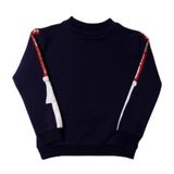 Toontoy Kız Çocuk Sweatshirt Kollari Şeritli Pullu Fashion Nakış - 5 Yaş - Lacivert