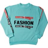 Toontoy Kız Çocuk Sweatshirt Kollari Şeritli Pullu Fashion Nakış - 5 Yaş - Mint