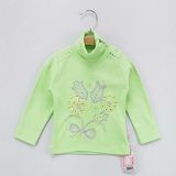 Toontoy Kız Çocuk Sweatshirt Lale Nakış Balıkçı Yaka İçi Şardon - 1 Yaş - Yeşil