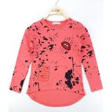 Toontoy Kız Çocuk Sweatshirt Lazer Kesim Dudak Nakışlı Nar Çiçeği 8 Yaş - 128 cm Boy