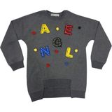 Toontoy Kız Çocuk Sweatshirt Renkli Angel Nakışlı - 10 Yaş - 140Cm Boy - Antrasit