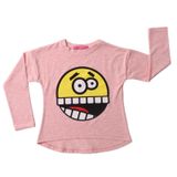 Toontoy Kız Çocuk Sweatshirt Smile Baskılı Pembe Melanj 3 YAŞ