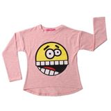 Toontoy Kız Çocuk Sweatshirt Smile Baskılı Pembe Melanj 6 YAŞ