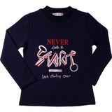 Toontoy Kız Çocuk Sweatshirt Start Varak Baskılı - 6 Yaş - 116Cm Boy - Lacivert