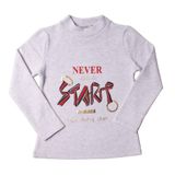 Toontoy Kız Çocuk Sweatshirt Start Varak Baskılı Gri Melanj 5 YAŞ