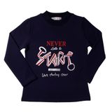 Toontoy Kız Çocuk Sweatshirt Start Varak Baskılı Lacivert 6 YAŞ