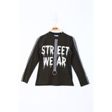 Toontoy Kız Çocuk Sweatshirt Street Wear Baskılı Haki 10 YAŞ