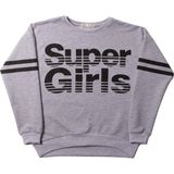 Toontoy Kız Çocuk Sweatshirt Super Girls Baskı Ve Taş Gri Melanj 14 YAŞ